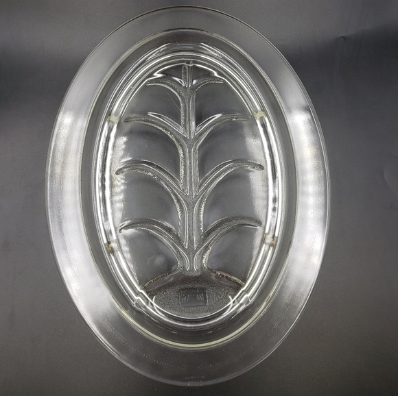 Vintage GLASBAKE Serving Platter Tree Of Life Design Glass - Picture 2 of 10